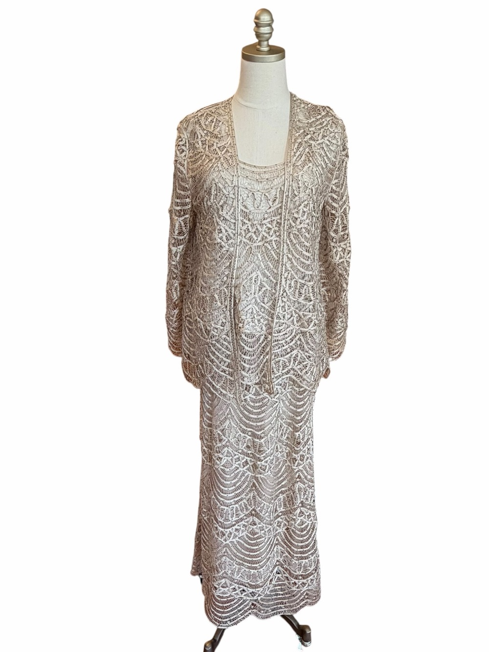 Soulmates 100% Silk Handcrafted 3 Piece Set Size M Mother of the Bride Beaded